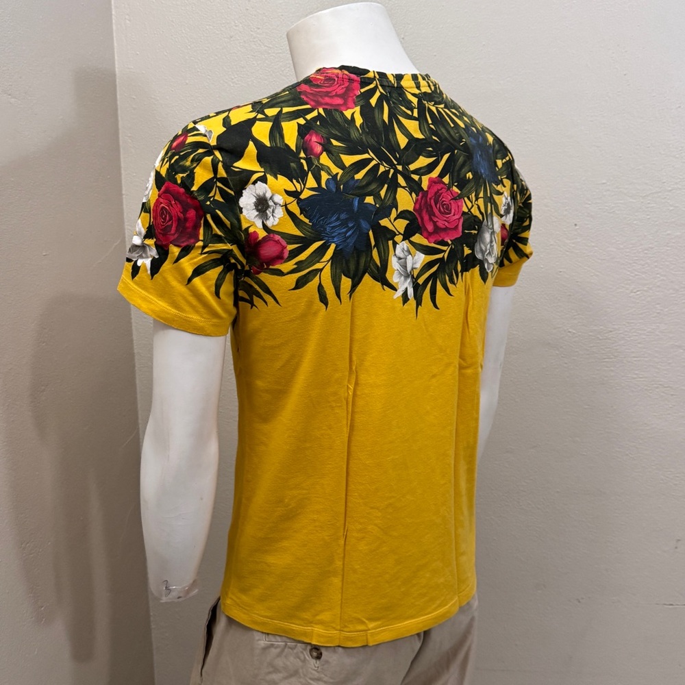ZARA Men’s Floral Rose Yellow T-Shirt - Picture 5 of 12